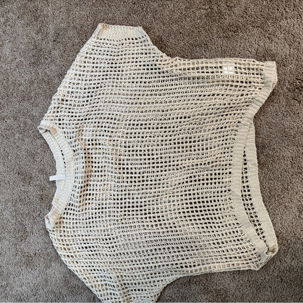 Cream Knit Mesh Sweater